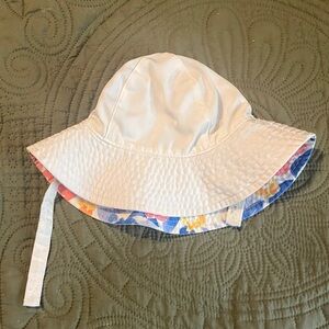 Kids White and Multicolor Sun Hat